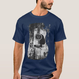 アコースティックギター ビンテージ風 ダサかっこいい ロック ロール ミュージック Tシャツ