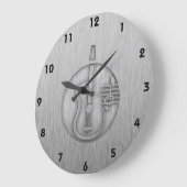 アコースティックギター; ブラシをかけられた金属一見 ラージ壁時計 (傾斜)