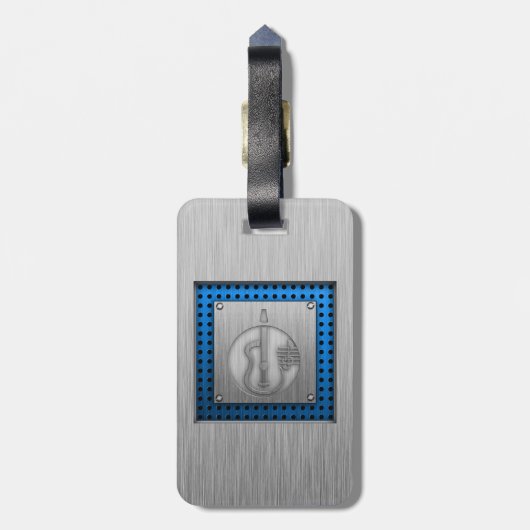 アコースティックギター;ブラシ仕上げメタル調 ラゲッジタグ (裏面縦)