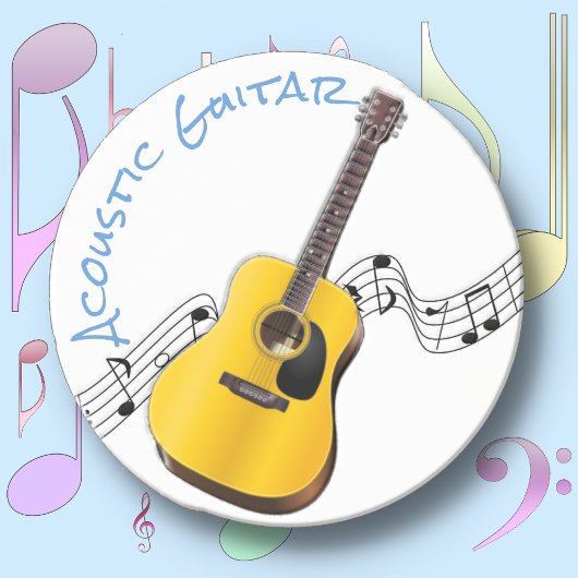 アコースティックギター – ラウンドライムストーン飲料用コースター コースター