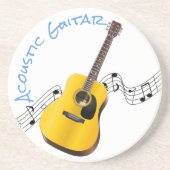 アコースティックギター – ラウンドライムストーン飲料用コースター コースター (正面)