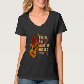 アコースティックギター 弦でイエスを賛美せよ Tシャツ