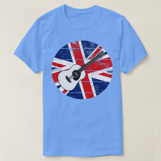 アコースティックギターUK国旗イギリスギタリスト英国 Tシャツ (デザイン正面)