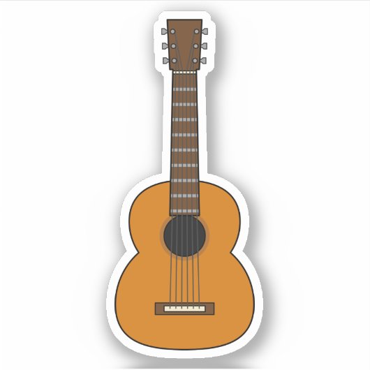 アコースティックシンプルギターマンガ シール (正面)