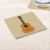 アコースティックシンプルギターマンガ スクエアペーパーコースター (アングル)