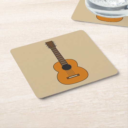 アコースティックシンプルギターマンガ スクエアペーパーコースター (アングル)
