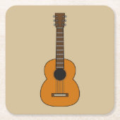 アコースティックシンプルギターマンガ スクエアペーパーコースター (正面)