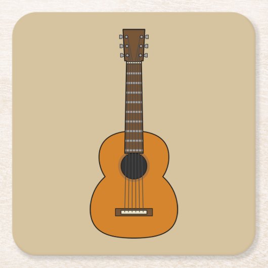 アコースティックシンプルギターマンガ スクエアペーパーコースター (正面)