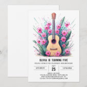 アコースティックバラドギター誕生日 招待状 (正面/裏面)