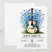 アコースティックミュージシャンのギターボーイの誕生日 招待状 (正面/裏面)