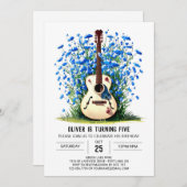 アコースティックミュージシャンギターボーイ誕生日 招待状 (正面/裏面)