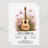 アコースティックミュージシャンギター誕生日 招待状 (正面/裏面)