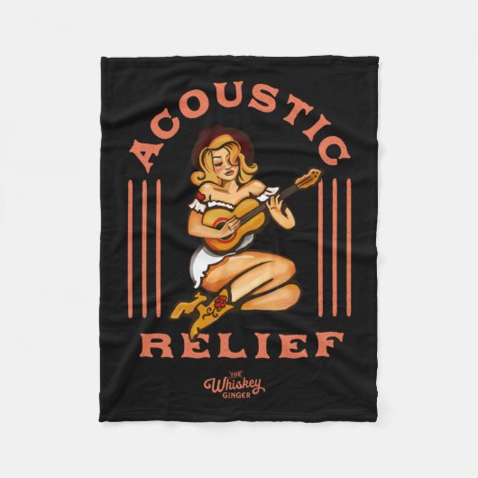 アコースティックレリーフ、 浮き彫りかわいいトロピカルギター音楽タトゥー フリースブランケット (正面)