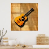 アコースティックヴィンテージギター及びミュージシャン名前をカスタムする ポスター (キッチン)