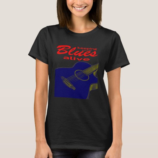 アコースティック保ギターのブルース・アライブ Tシャツ (正面)
