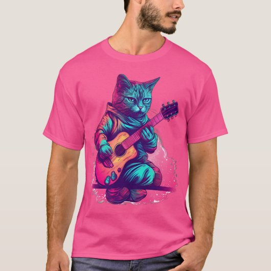 アコースティック遊ギターのCat's Tシャツ (正面)