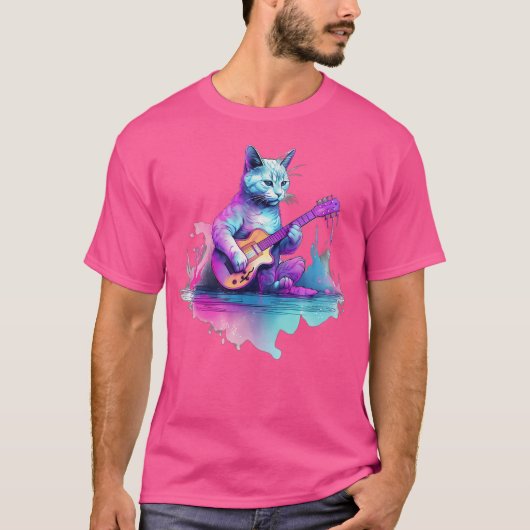 アコースティック遊ギターのCat's Tシャツ (正面)