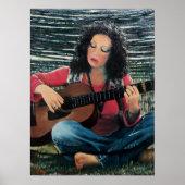 アコースティック遊ギターを使った女性の音楽 ポスター (正面)