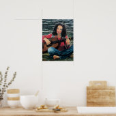 アコースティック遊ギターを使った女性の音楽 ポスター (キッチン)