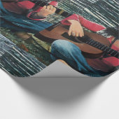アコースティック遊ギターを使った女性の音楽 ラッピングペーパー (角)