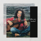 アコースティック遊ギターを使った女性の音楽 招待状 (正面/裏面)