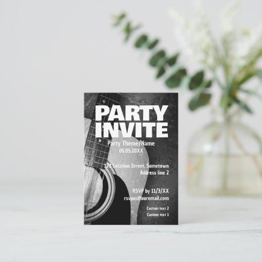 アコースティック音楽ギターパーティー招待状カード エンクロージャーカード (スタンド正面)