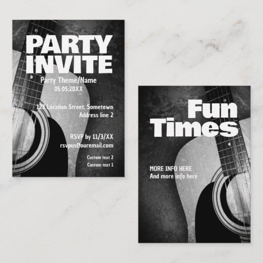 アコースティック音楽ギターパーティー招待状カード エンクロージャーカード (正面/裏面)