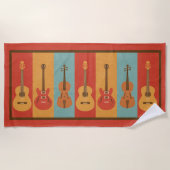 アコースティック、エレクトリックギターおよびビオラ ビーチタオル (正面)