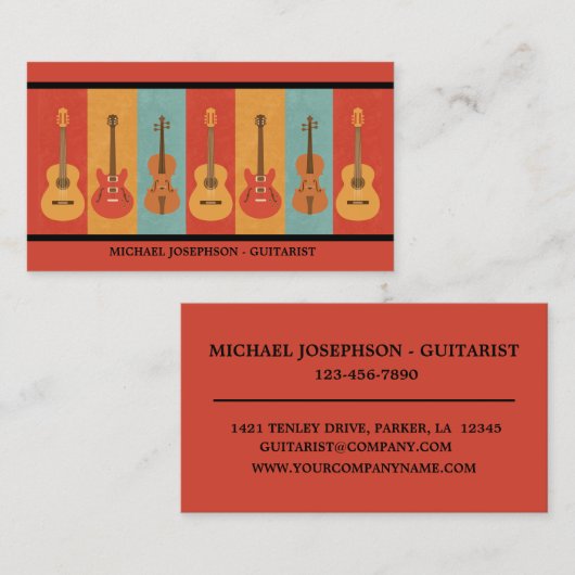 アコースティック、エレクトリックギターおよびビオラ 名刺 (正面/裏面)