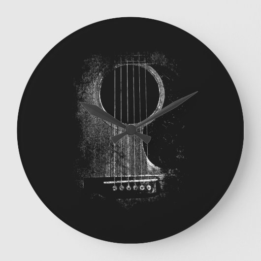 アコースティック・ギター・プレーヤー6弦ロック&転が ラージ壁時計 (正面)