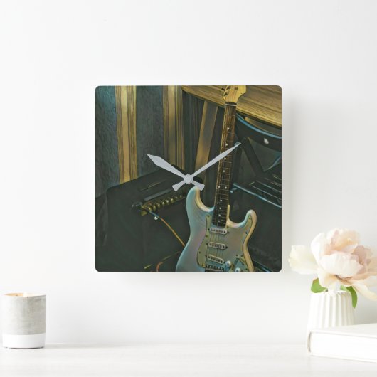 アコース・ベース・エレキ・ギターのギフト スクエア壁時計 (ホーム)