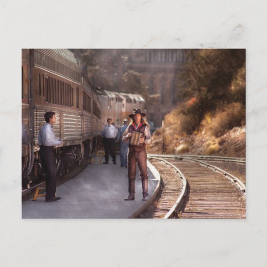 アコーディアン – 男とスクイズボックス ポストカード (正面)