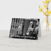 アコーディオンおもしろいプレイヤー誕生日カード カード (黄色い花)