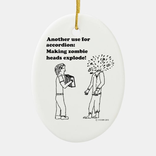 アコーディオンでゾンビを爆発 セラミックオーナメント (正面)