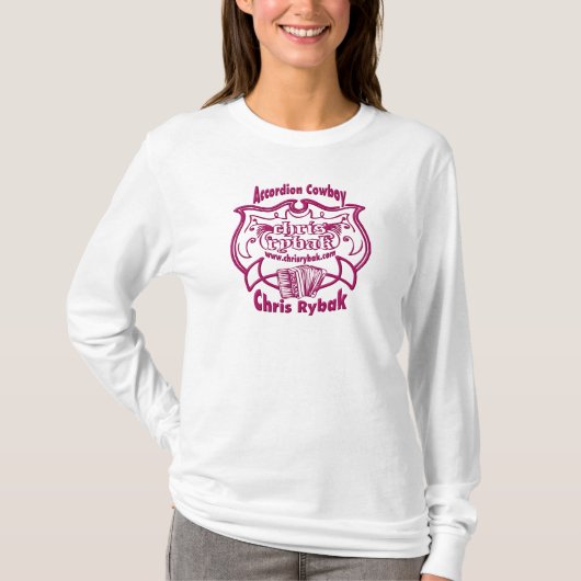 アコーディオンのカウボーイのロゴ-明るい赤紫色 Tシャツ (正面)