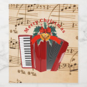 アコーディオンのクリスマスおめでとう ワインラベル (シングルラベル)
