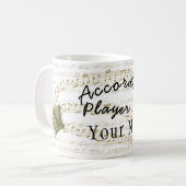 アコーディオンのプレイヤーmug 11ozあなたの名前 コーヒーマグカップ (正面左)