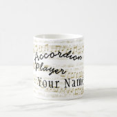 アコーディオンのプレイヤーmug 11ozあなたの名前 コーヒーマグカップ (中央)