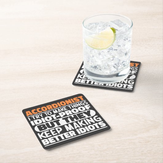 アコーディオンの私は物事を愚か者の証明を作るクール スクエアペーパーコースター (インサイチュ)
