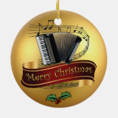 アコーディオンの~音楽的なスクロール~の金ゴールドメリーなChristmas~ セラミックオーナメント (裏面)