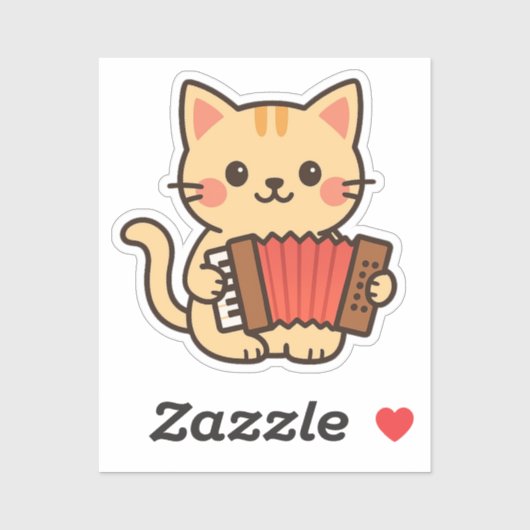 アコーディオンを弾く猫のイラスト シール (シート)