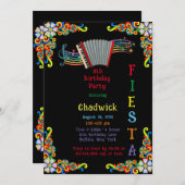 アコーディオンカラフルフローラ誕生日会 招待状 (正面/裏面)