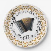 アコーディオンデザインエレガント(黒と金ゴールド) ペーパープレート (正面)