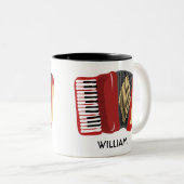 アコーディオンパーソナライズされたプレイヤー図解入りの、写真付きの ツートーンマグカップ (正面右)