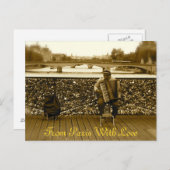 アコーディオンプレーヤー-ポンデザール、パリ ポストカード (正面/裏面)