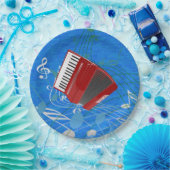 アコーディオンミュージカル背景（青） ペーパープレート (パーティー)