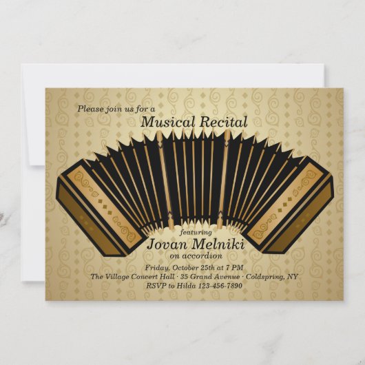 アコーディオンミュージックリサイタル招待状 招待状 (正面)