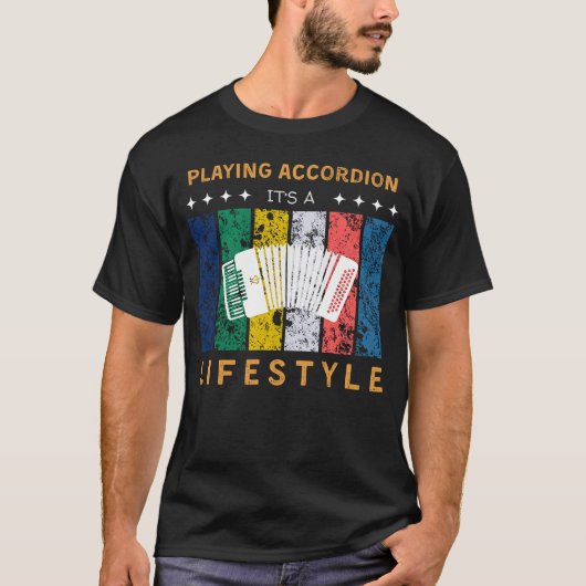 アコーディオンライフスタイルおもしろいT Tシャツ (正面)