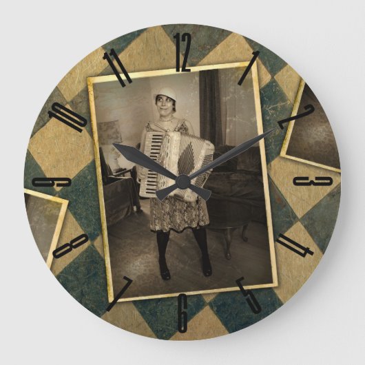 アコーディオンレトロ ラージ壁時計 (正面)