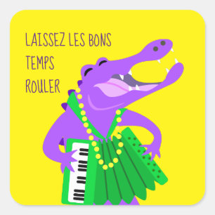 アコーディオン付きMardi Gras Gator スクエアシール